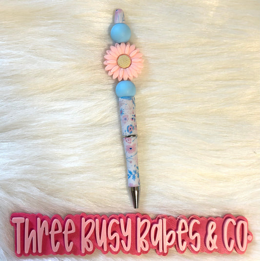 Pink Flower Beaded Pen