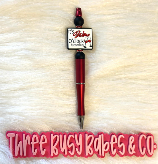 Wine O'Clock Beaded Pen
